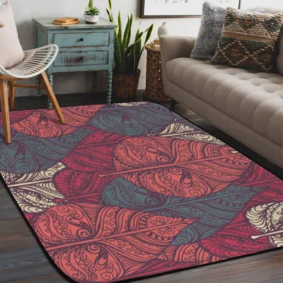 Image de Tapis antidérapant avec motif floral, dimensions 200 x 152 cm