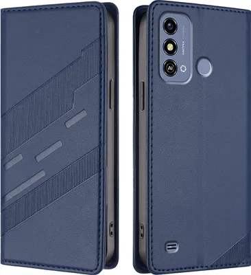Produktbild von Hülle für ZTE Blade A53 5G, Kunstleder Brieftaschen Handyhülle mit Kartenfach und Standfunktion Blau