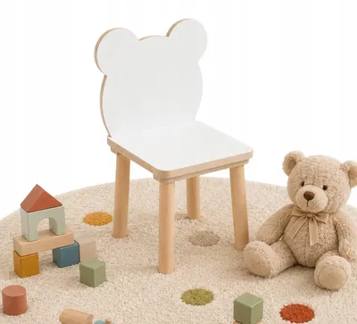 Produktbild von Kinderstuhl im Bären-Design - Ergonomischer Holzstuhl für Kinder