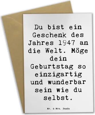 Produktbild von Mr. & Mrs. Panda firmungskarte Spruch 1947 Geburtstag - Weiß - Geschenk, Geburtstagsgeschenk, Happy Birthday, Geburtstagsgruß, für, hochzeitskarten, weihnachtskarten