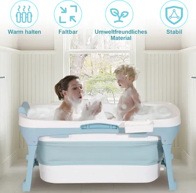 Produktbild von Fiqops 116 x 60 x 50 cm Faltbare Badewanne Erwachsene Foldable Bathtub tragbare Klappbadewanne mobile Badewanne für Badezimmer