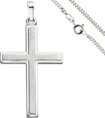 Produktbild von Schmuck-Set, Kreuz mit 2mm Panzerkette aus 925 Silber Halsschmuck, 50cm