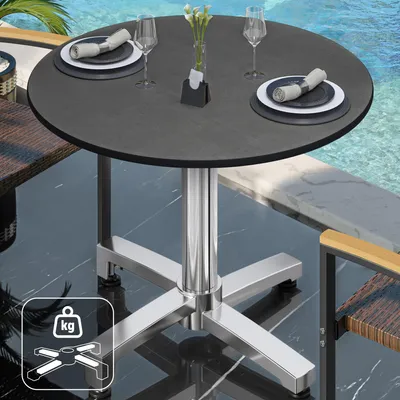 Produktbild von CPBC | HPL Bistro Tisch | Ø:H 60 x 78 cm | Anthrazit / Aluminium | Zusatzgewicht | Rund | Bistrotisch Gastro Tisch