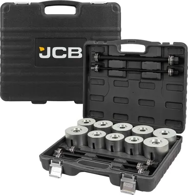 Produktbild von JCB | Silentlager Abzieher Satz, 27-teilig, Druckhülsen Satz, Buchsen Ausdrückwerkzeug, Radlager Werkzeug, Gummibuchsen Abzieher