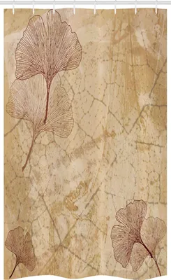 Produktbild von ABAKUHAUS Beige Schmaler Duschvorhang, Vintage Blätter Grunge, Badezimmer Deko Set aus Stoff mit Haken, 120 x 180 cm, Beige Braun