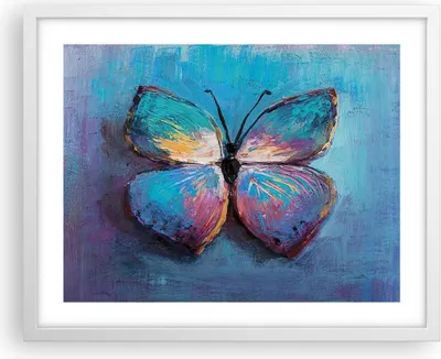 Produktbild von Gerahmtes Poster - Weißer Rahmen - Handschriftlich Schmetterling Blau - 50x40 cm - Wand Bild - Wanddeko - Wandbilder - Kunstposter - Wandposter - Bilderrahmen - Bilder - Kunstdruck - P2WAA50x40-4470