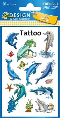 Produktbild von ZDesign KIDS Kinder-Tattoos "Delfine" bunt 1 Blatt à 9 Tattoos