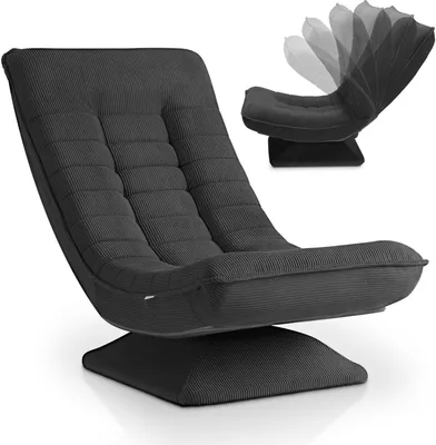 Produktbild von Juskys Relaxsessel Korsika - Cord-Bezug, ergonomisch, 5-lagiges Polster, 360° drehbar - Grau