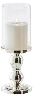Windlicht Mascha, H 28 cm, versilbert, mit Glaszylinder