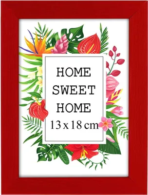 Obrázok produktu pre MG Design rám na fotografie 13 x 18 cm - farba červená, z dreva, s akrylovým sklom - na vertikálne alebo horizontálne zavesenie/postavenie, na fotografie