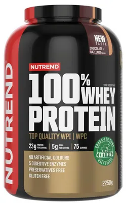 Imagen del producto de Nutrend, proteína de suero de leche 100%, 2250 g, sabor chocolate y avellana