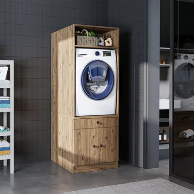 Produktbild von Roomart SERIE 1 Waschmaschinen-Überbauschrank 67 cm breit, Eiche
