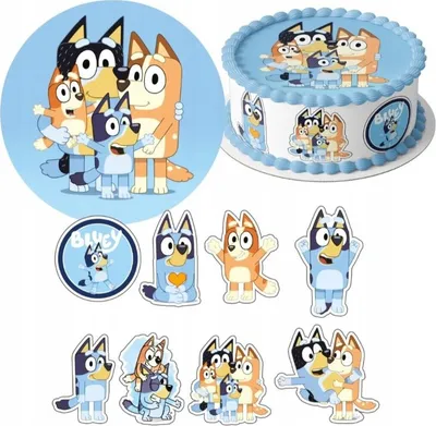 Produktbild von Essbar Bluey Tortenaufleger Hund Torte Tortenbild Zuckerbild Esspapier Premium 0,6cm (B01)