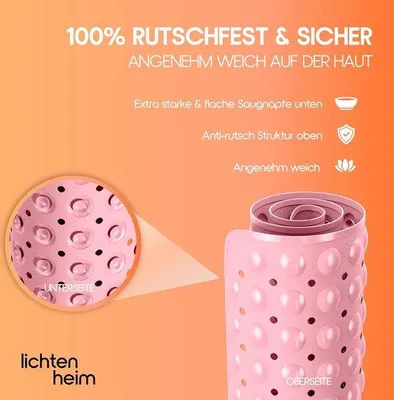 Immagine prodotto di Tappetino da doccia antiscivolo - Senza BPA - Pezzo unico - Rosa - 53 x 53 cm