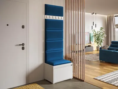 Obrázok produktu pre Predsieňová stena s nástennými čalúnenými panelmi CLENZE 5 - biela / modrá