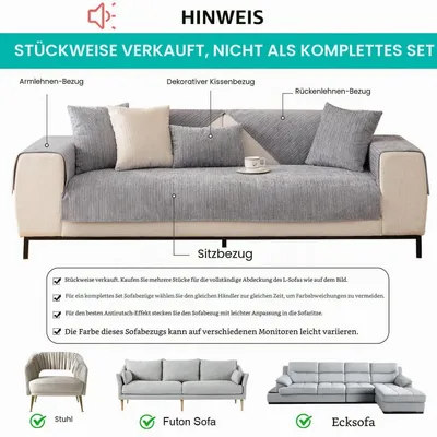 Produktbild von Sofaüberwurf Couchüberzug Sofabezug Chenille-Stoff