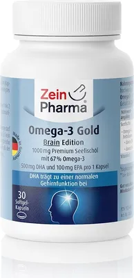 Produktbild von Zein Pharma - Omega 3 Gold, Gehirn Edition, 1000mg, 30 Kapseln
