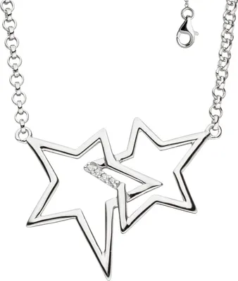 Produktbild von JOBO Collier Halskette Sterne 925 Silber mit Zirkonia 45 cm Kette Silberkette