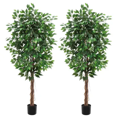 Image de Ficus/banian artificiel en pot - Arbre à tronc - 183 cm de haut - Troncs en bois naturel - Intérieur (maison/bureau) - 1 pièce