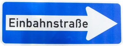 Produktbild von ORIGINAL RA2 Verkehrszeichen 220 - 20 Einbahnstraße rechtsweisend 300 x 800 mm StVO RSA-21 RAL Verkehrszeichen Baustellenschild Straßenschild Schilder