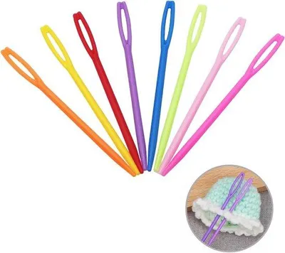 Zdjęcie produktu dla Igły plastikowe 9 cm, 60 sztuk, kolorowe, do szycia dla dzieci