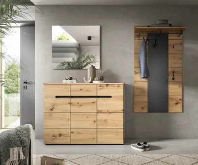 Produktbild von Garderoben-Set >Canu< in Basalt Grau / Artisan - 215x190x37cm (BxHxT)