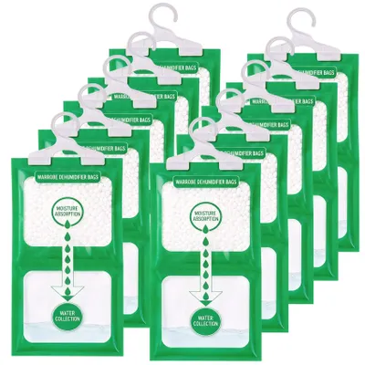 Zdjęcie produktu dla Wkład do osuszacza powietrza, 10 sztuk, 230 g każdy, zapobiega powstawaniu pleśni w szafach, piwnicach i łazienkach