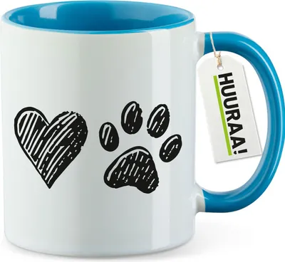 Produktbild von Huuraa Kaffeetasse Herz Tapse 330ml Blau Keramik Kaffeebecher Geschenkidee