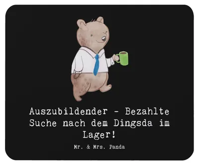 Produktbild von Mr. & Mrs. Panda Mouse Pad Auszubildender Abenteuer - Schwarz - Geschenk, Mousepad, Lager, Berufsprodukte, Berufspassion, Anerkennung, Beruf, laptop, mousematte, Dingsda