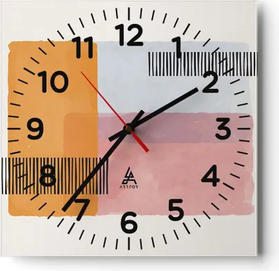 Produktbild von Wanduhr - Quadrat - Glasuhr - Aquarell Rechtecke Linien - 30x30cm - Schleichendes Uhrwerk - Lautlos - zum Aufhängen bereit - Dekoration Modern - Wanddekoration aus Glas - C4AC30x30-4669