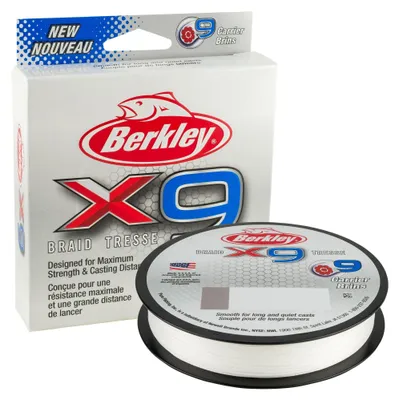 Produktbild von BERKLEY x9 Braid, 300m, 0,2mm, 20.6kg / 45,42lbs, transparent, geflochtene Angelschnur, 1486899