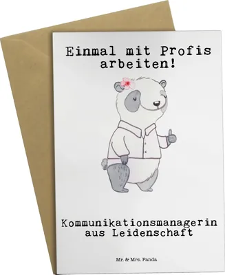 Produktbild von Mr. & Mrs. Panda valentinstagskarte Kommunikationsmanagerin Leidenschaft - Weiß - Geschenk, Interkulturelle Kommunikation, Grußkarte, weihnachtskarten, Witzig, Grußkarten