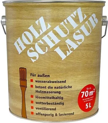 Produktbild von Holzschutzlasur für Außen Nussbaum 5 L wetter- und UV-beständig seidenglänzend