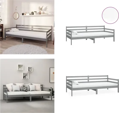 Produktbild von vidaXL Tagesbett mit Matratze 90x200 cm Grau Kiefer Massivholz - Tagesbett - Tagesbetten - Holz Tagesbett - Holz Tagesbetten