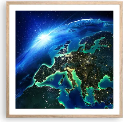 Produktbild von Gerahmtes Poster - Rahmen in heller Eiche - Nacht raum welt ansicht - 60x60 cm - Wand Bild - Wanddeko - Wandbilder - Wandposter - Bilderrahmen - Bilder - Kunstdruck - Wandbild - P2NAC60x60-2816