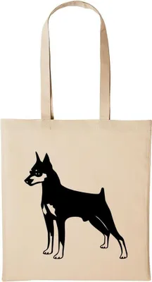 Produktbild von Huuraa Baumwollbeutel Zwergpinscher Geschenk Einkaufstasche Natural 10 Liter Baumwolle Zwergpinscher Accessoire