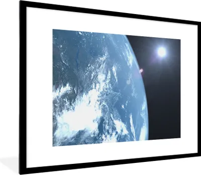 Produktbild von MuchoWow® Gerahmtes Poster Erde des Sonnensystems 80x60 cm - Poster mit Schwarzem Bilderrahmen Wandposter Rahmen Foto Bilder - Schlafzimmer-Dekorationen - Fotoposter