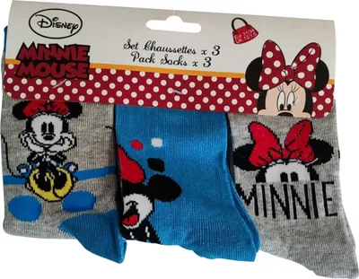 Produktbild von Disney Mickey und Minnie Maus Socken 3-er Pack blau-grau für Kinder Größe 31/34