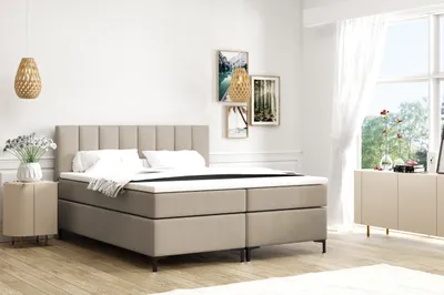 Produktbild von VELAR Boxspringbett mit bettkasten "CHESTER", 180 cm, Beige