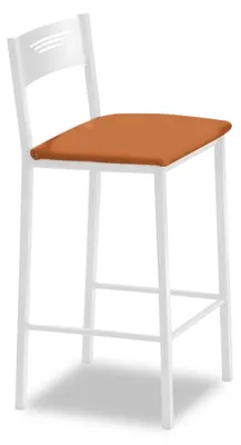 Productafbeelding van ASTIMESA - Hoge keukelstoelen met rugleuning - Wit frame en zitting van