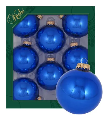 Produktbild von Krebs Glas Lauscha Kugeln im 8er Set - Königsblau - Christbaumschmuck aus Glas - Unifarbende Kugeln - Größe: 7cm - 70057