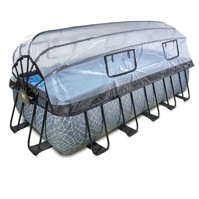 Produktbild von EXIT Stone Pool 540x250x122cm mit Abdeckung und Filterpumpe - grau