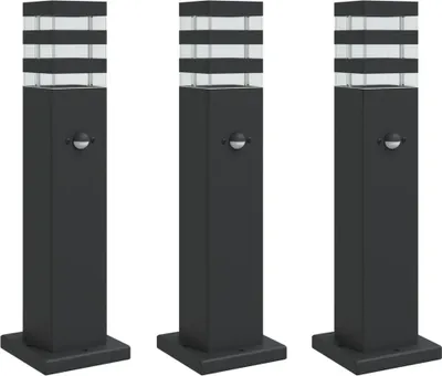 Produktbild von vidaXL Wegeleuchten mit Bewegungsmelder 3 Stk. Schwarz 50 cm Aluminium