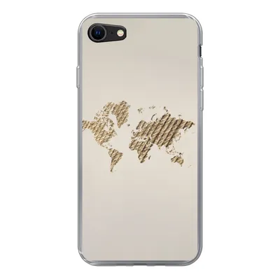 Produktbild von MuchoWow® Handyhülle Schutzhülle Hülle für iPhone SE 2020 Weltkarte - Seil - Braun Silikon Softcase Handy Hülle - Kartenbesitzer