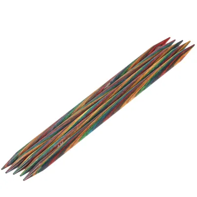 Produktbild von Lana Grossa Nadelspiel Strumpfstricknadeln Design-Holz Multicolor Länge 15/20 cm  Größe 20 cm / 8.0 mm