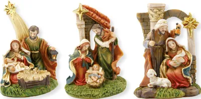 Produktbild von Krippenblock Heilige Familie 3-teilig Set 7,2 cm Polyresin Deko
