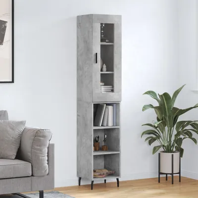 Produktbild von vidaXL Highboard Betongrau 34,5x34x180 cm Holzwerkstoff