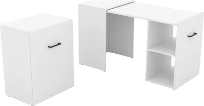 Produktbild von Furniture24 Schreibtisch ausziehbar 42 - 132 cm Smart Arbietstisch Büro Weiß matt