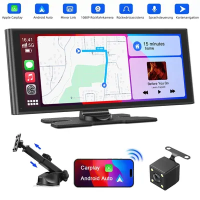 Obrázek produktu pro Bezdrátový displej CarPlay a Android Auto, 9,26 palců – automobilový displej s rozlišením 1080p a zadní kamerou