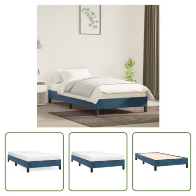 Image de The Living Store lit bleu foncé 100x200 cm velours
